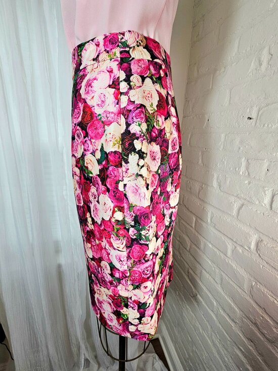 Kate Spade New York Floral Pencil Skirt Silk Blend Size 4 | Vibrant Rose Print - Picture 6 of 12